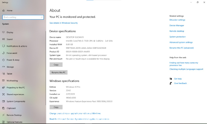 Desktop,core i5/7gen/ssd128